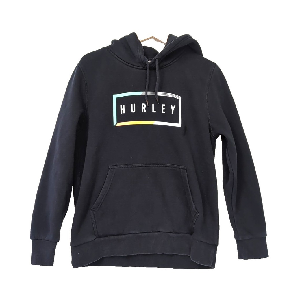 Hurley Hoodie Sweatshirt Men M Black Logo Skater Grunge Surfer Streetwear Casual